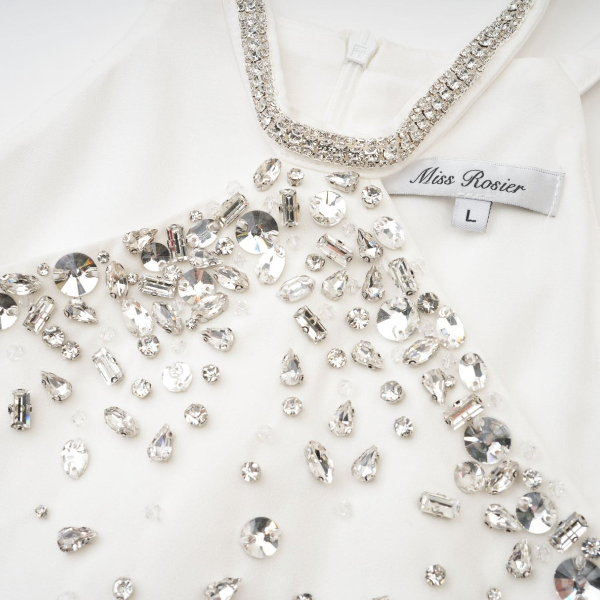 Hanna Mini Dress - Choker Design - Sleeveless - Embellished - Rear Zip Fastening