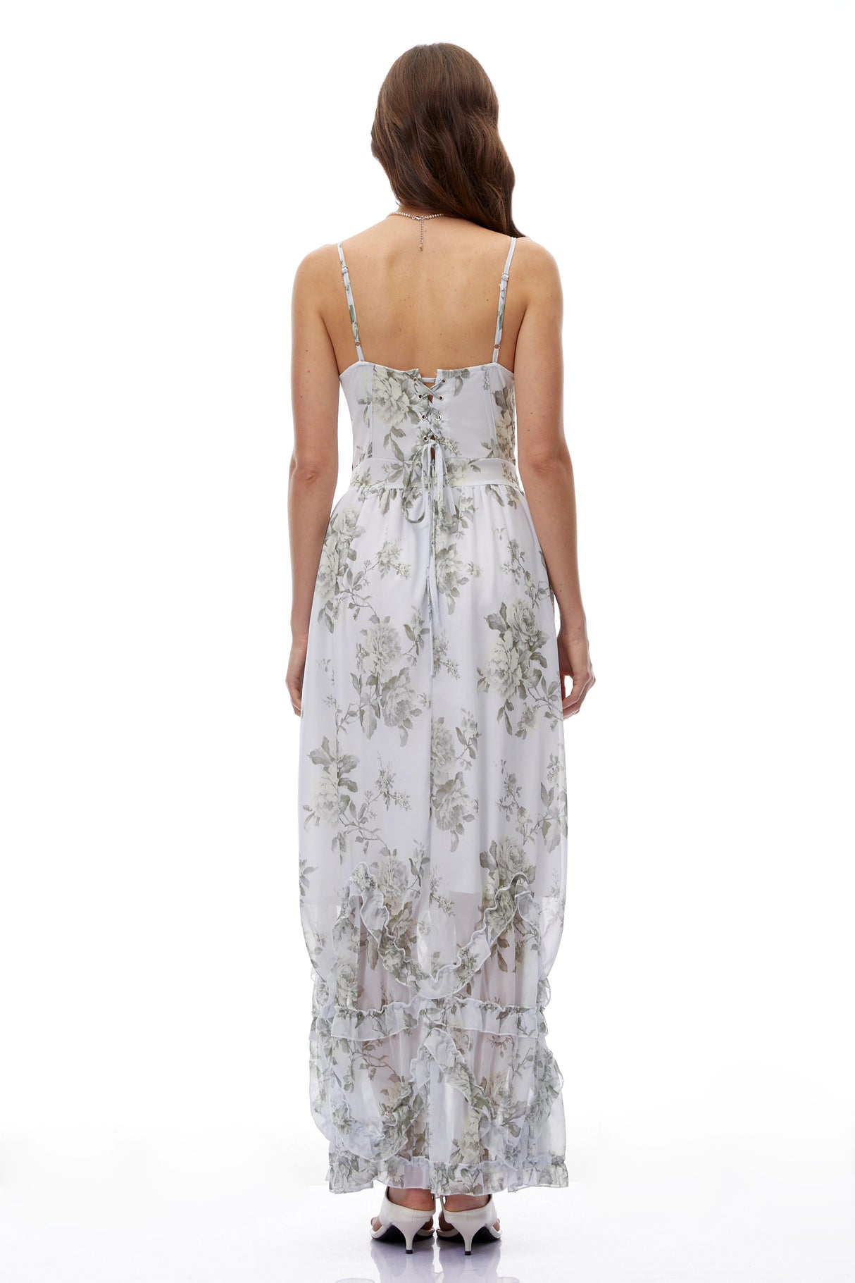 Hanne Green Floral VNeck Sleeveless Maxi Dress
