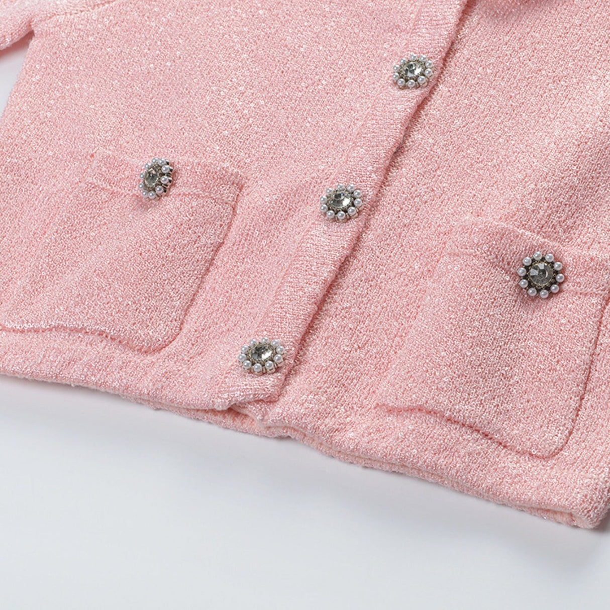 Harper Jacket & Skirt - Plush Lapels - Front Button Fastening - Pleated Design - Knitted Construction