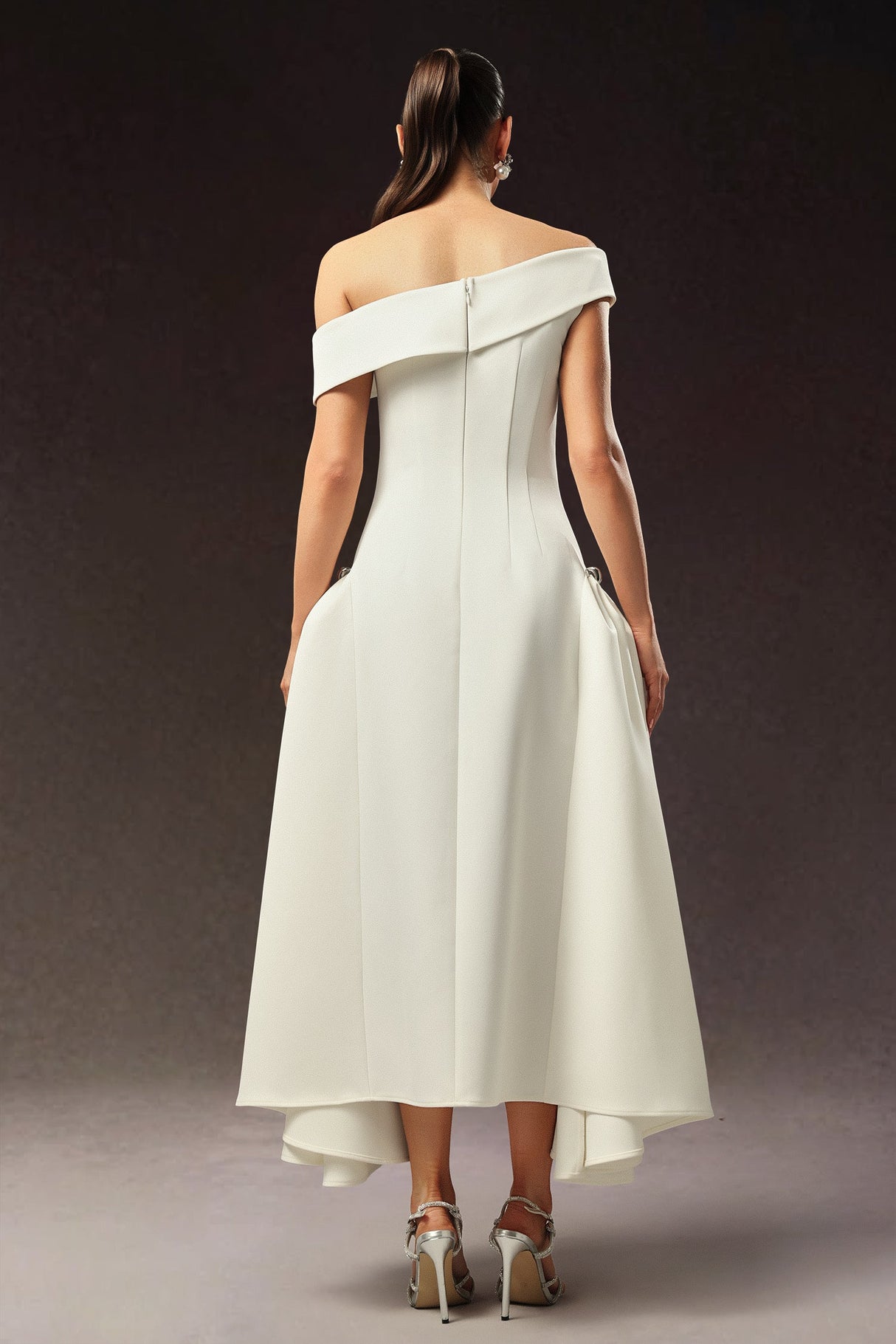 Hattie White Off Shoulder Maxi Dress for Formal Occasions