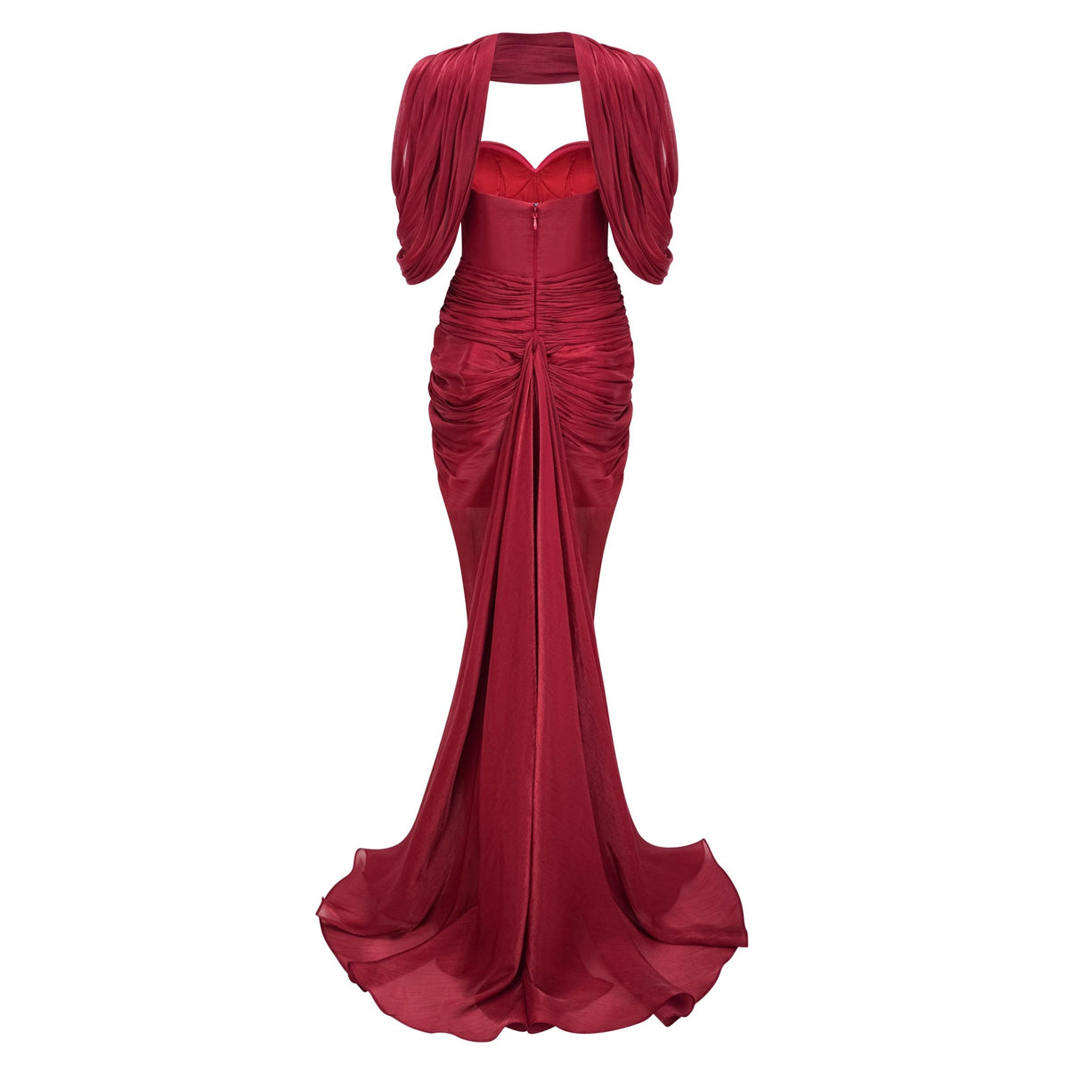Hazel Burgundy Asymmetrical Draped Maxi Dress
