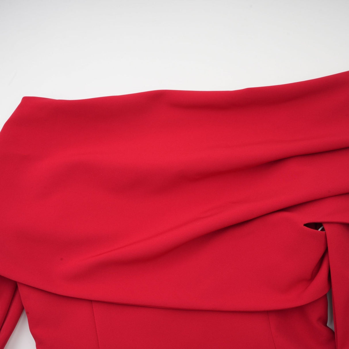 Heaven Maxi Dress - Long Flared Sleeves - Mono Shoulder - Asymmetric Neck - Pleated Detailing - Side Zip Fastening