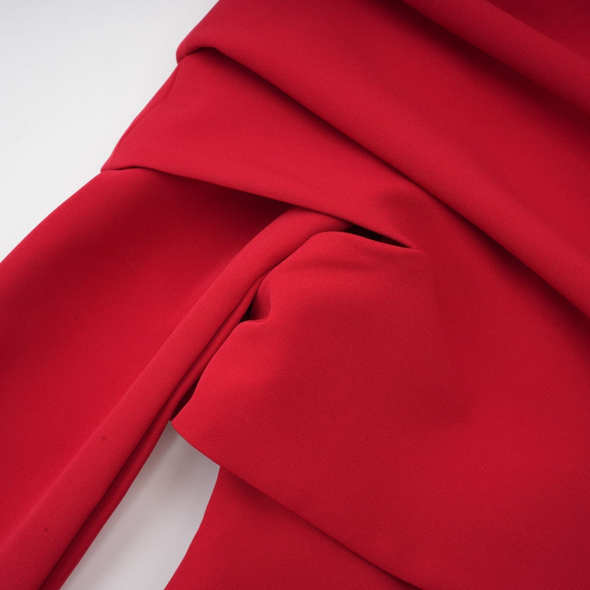 Heaven Maxi Dress - Long Flared Sleeves - Mono Shoulder - Asymmetric Neck - Pleated Detailing - Side Zip Fastening