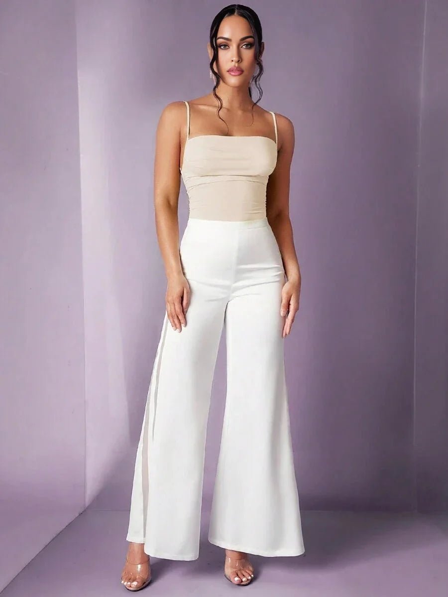 Helena Bodysuit - High Stretch Knitted Fabric - Sleeveless - Natural Waist - Style: Spaghetti Straps - Details: Backless, Knot, Ruched