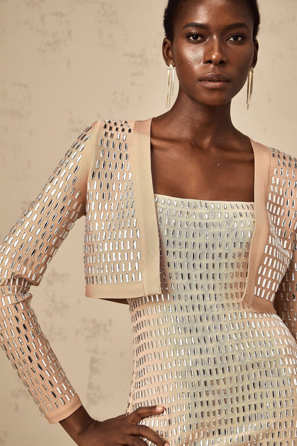 Helena Jacket – Neutrals – Long Sleeves – Collarless