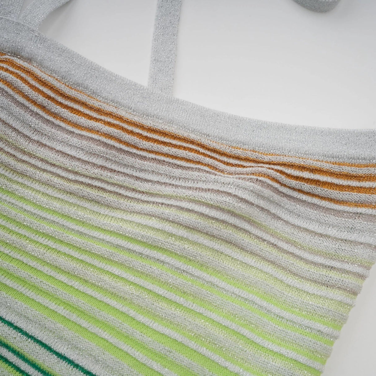 Helena Maxi Dress Green & Multicolor Striped Glitter Halter - neck Tie - Back