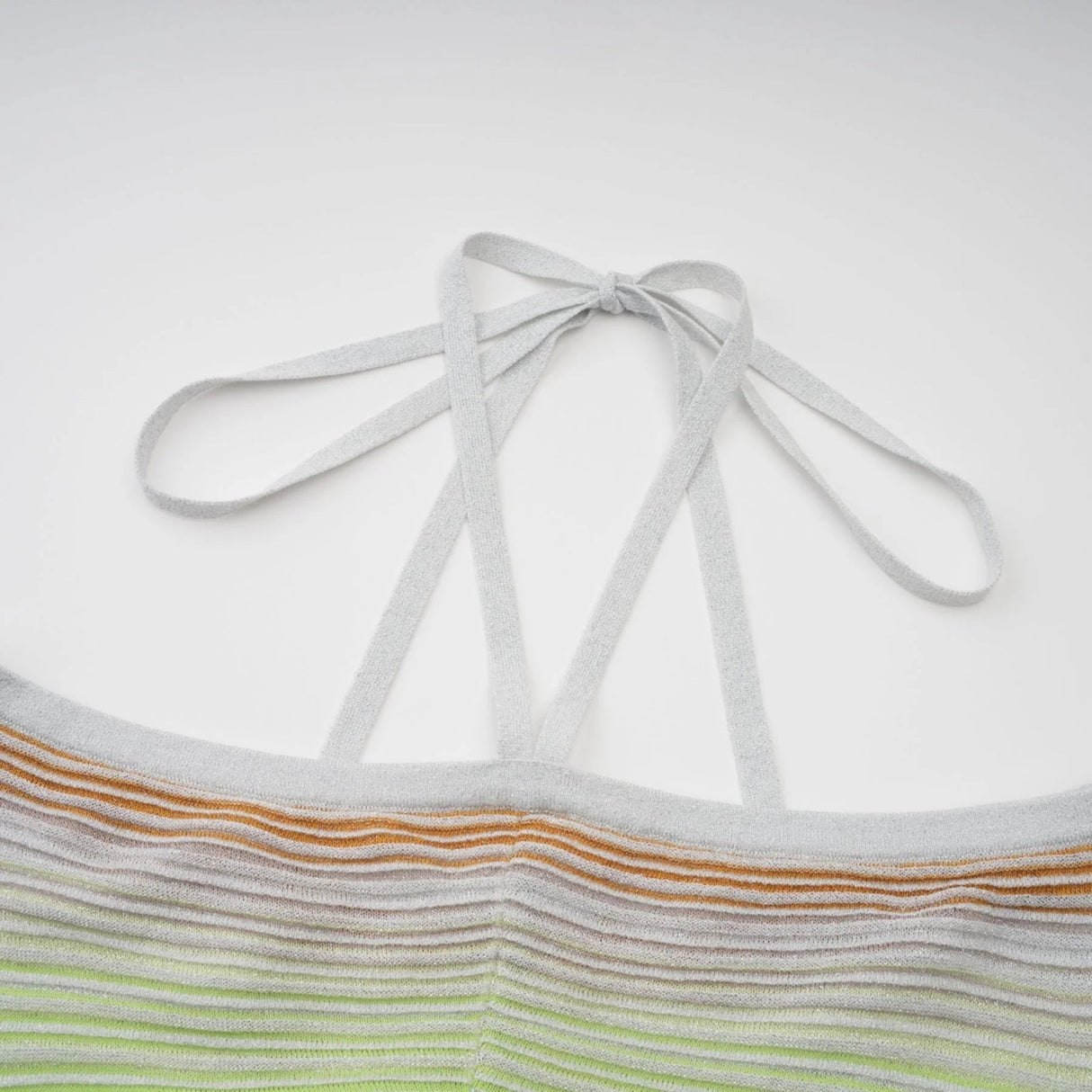 Helena Maxi Dress Green & Multicolor Striped Glitter Halter - neck Tie - Back