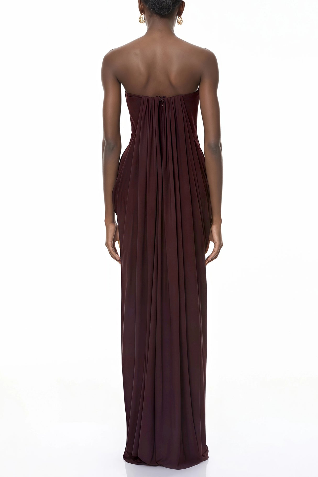 Honoria Chocolate Brown Off Shoulder Maxi Dress