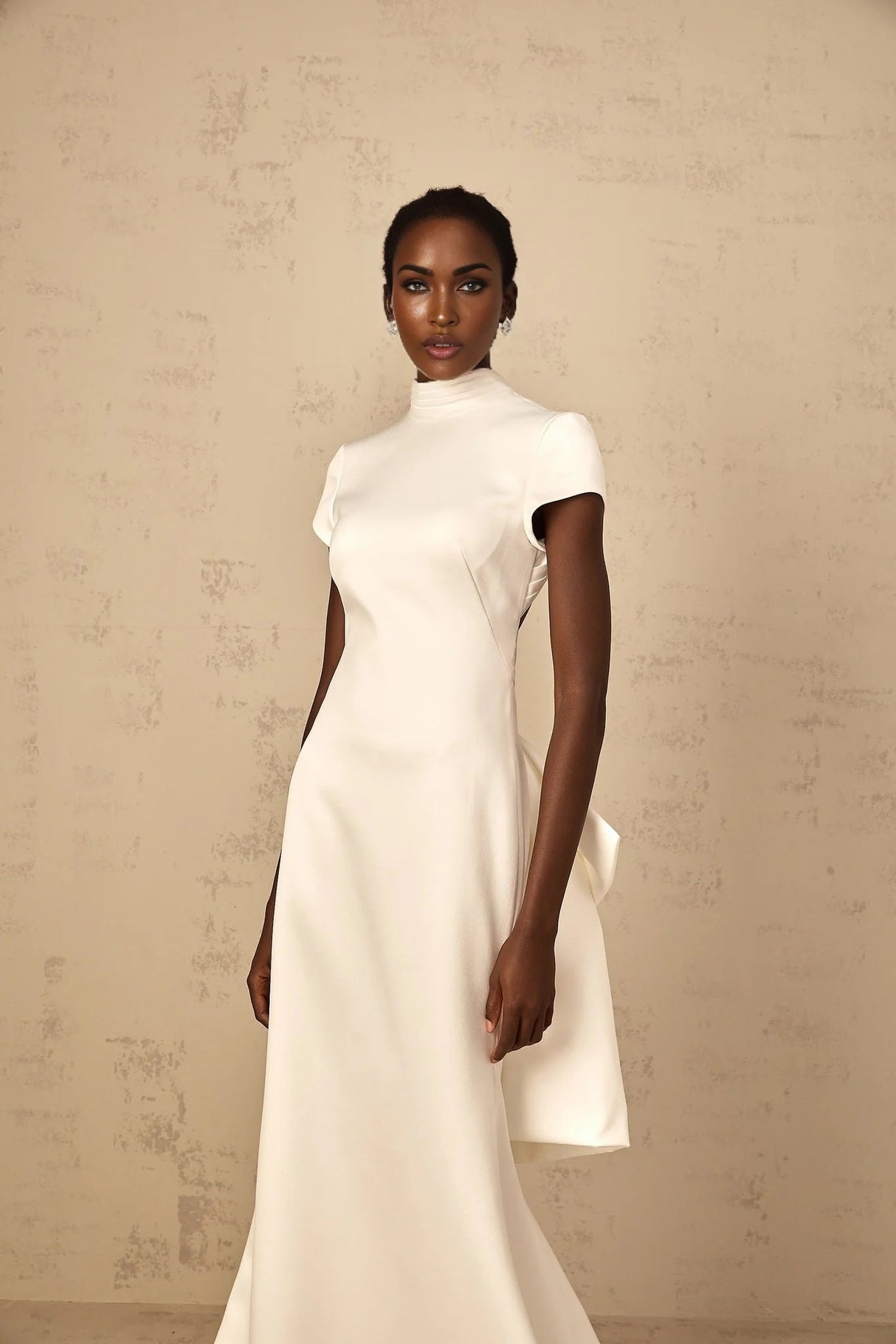 Hope Maxi Dress White Statement Bow Mermaid Hem & Open Back