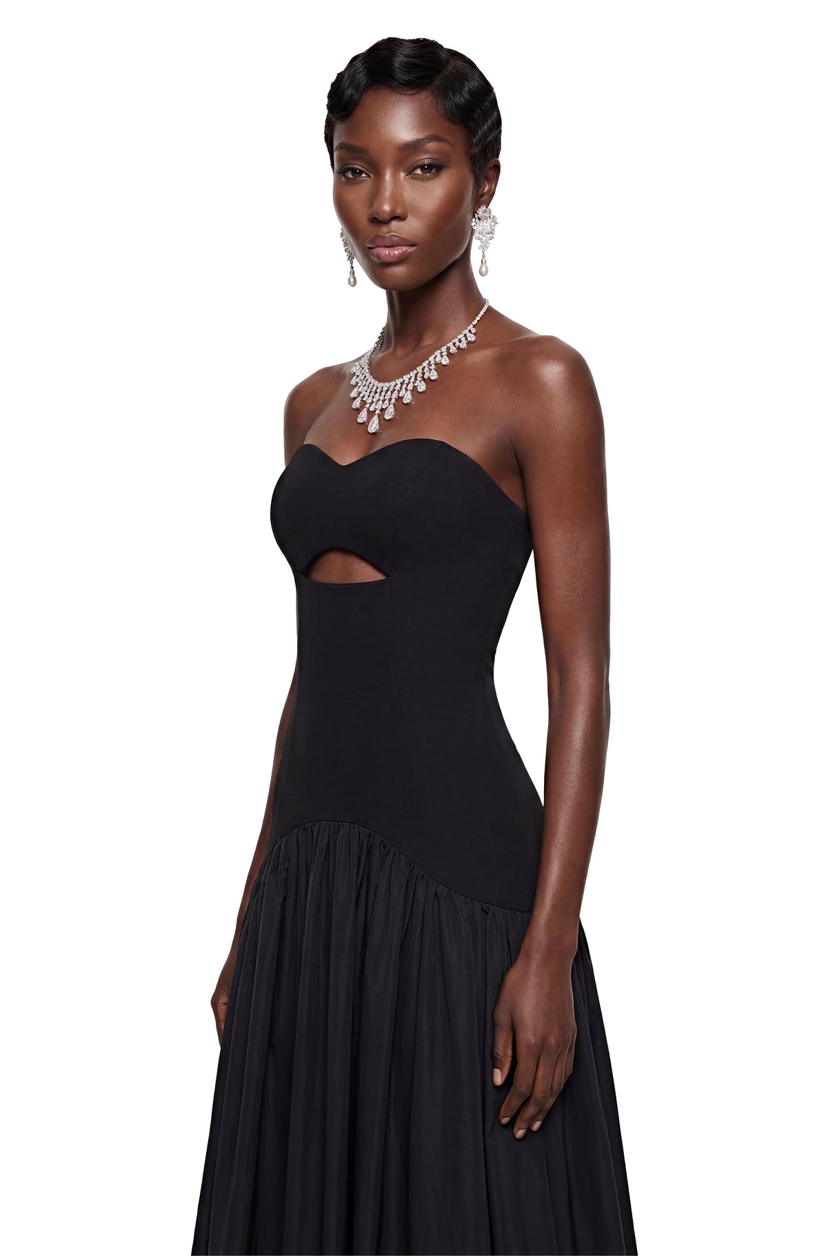 Hypatia Black Off Shoulder Ruched Maxi Dress