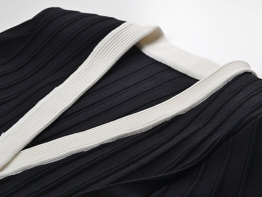 Ida Cardigan - Fitted Peplum Silhouette - Ribbed Texture - Tailored Fit - Chic Elegance - Gold Button Embellishments