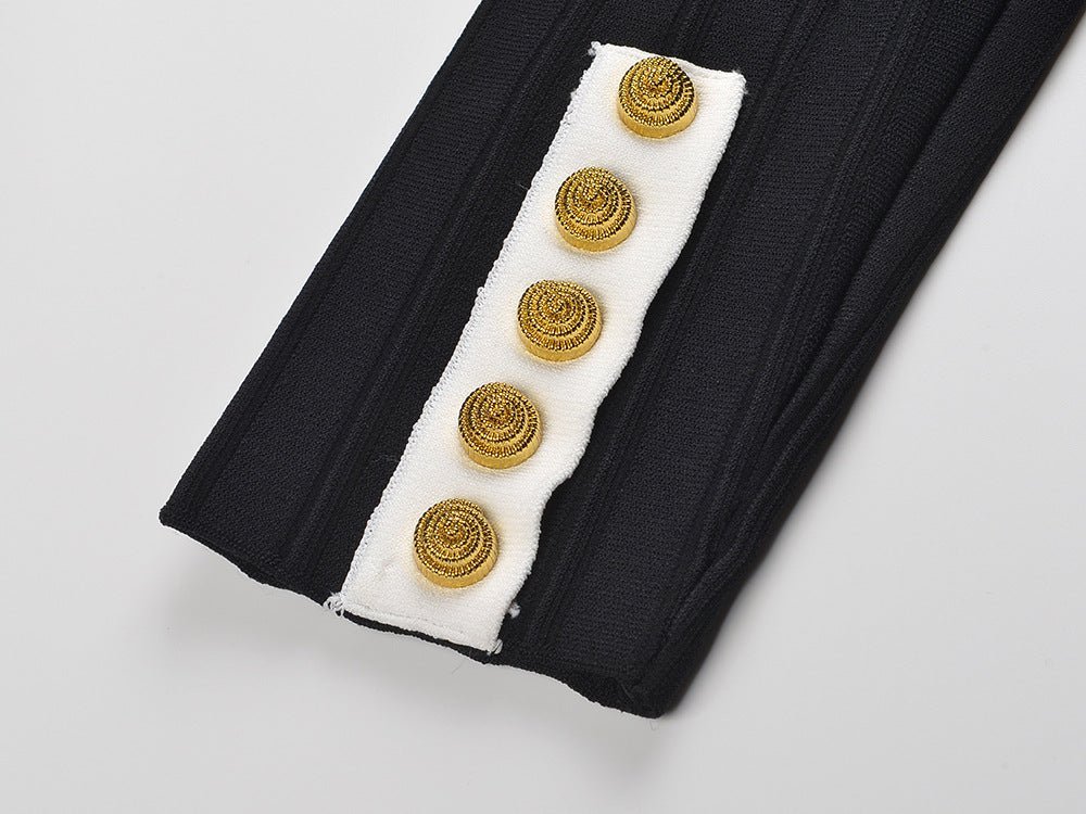 Ida Cardigan - Fitted Peplum Silhouette - Ribbed Texture - Tailored Fit - Chic Elegance - Gold Button Embellishments