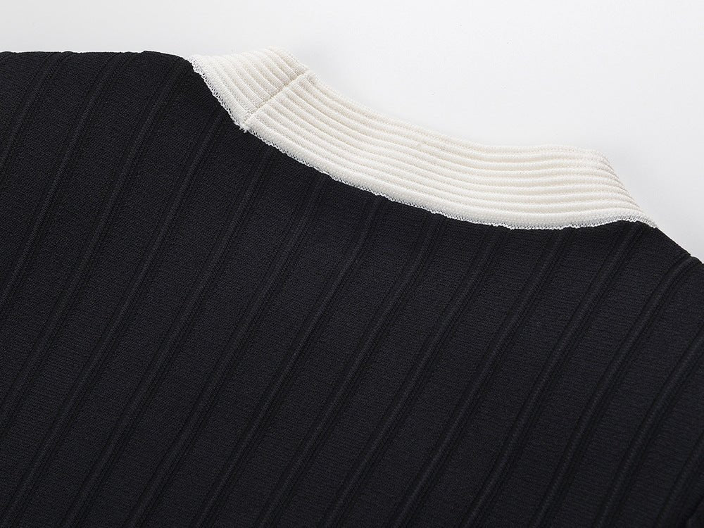 Ida Cardigan - Fitted Peplum Silhouette - Ribbed Texture - Tailored Fit - Chic Elegance - Gold Button Embellishments