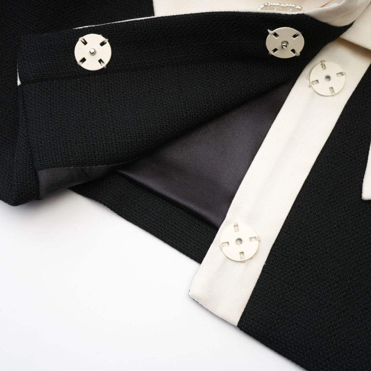 Ida Jacket & Skirt Set - Contrast Colors - Cropped Jacket - Flared Skirt - Front Button Fastening - Patch Pockets