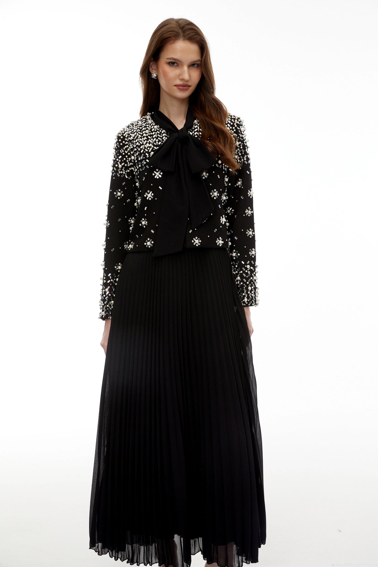 Imogen Black Embellished Jacket Dress Set