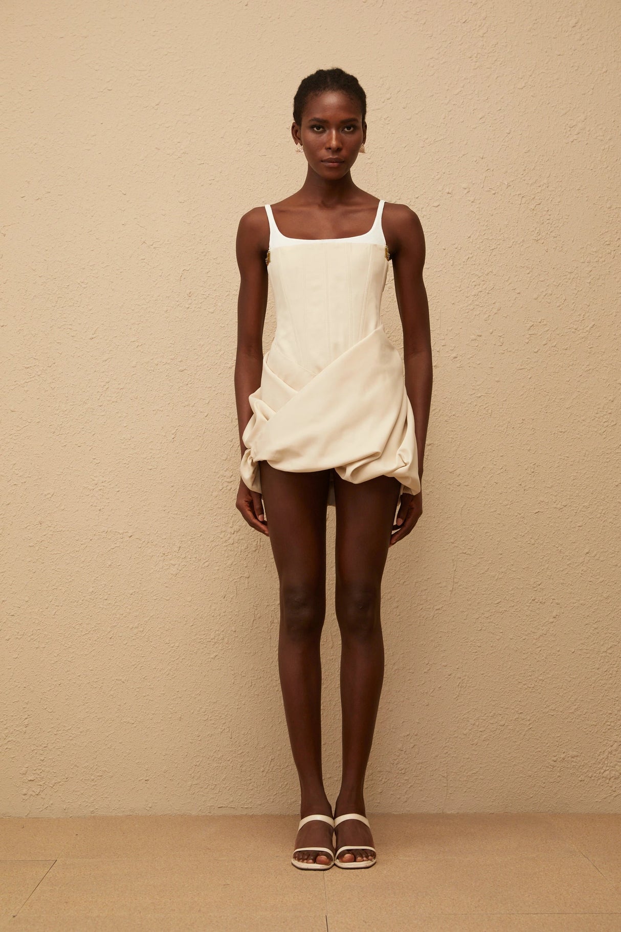 Inaya Neutral Panel Corset Mini Dress