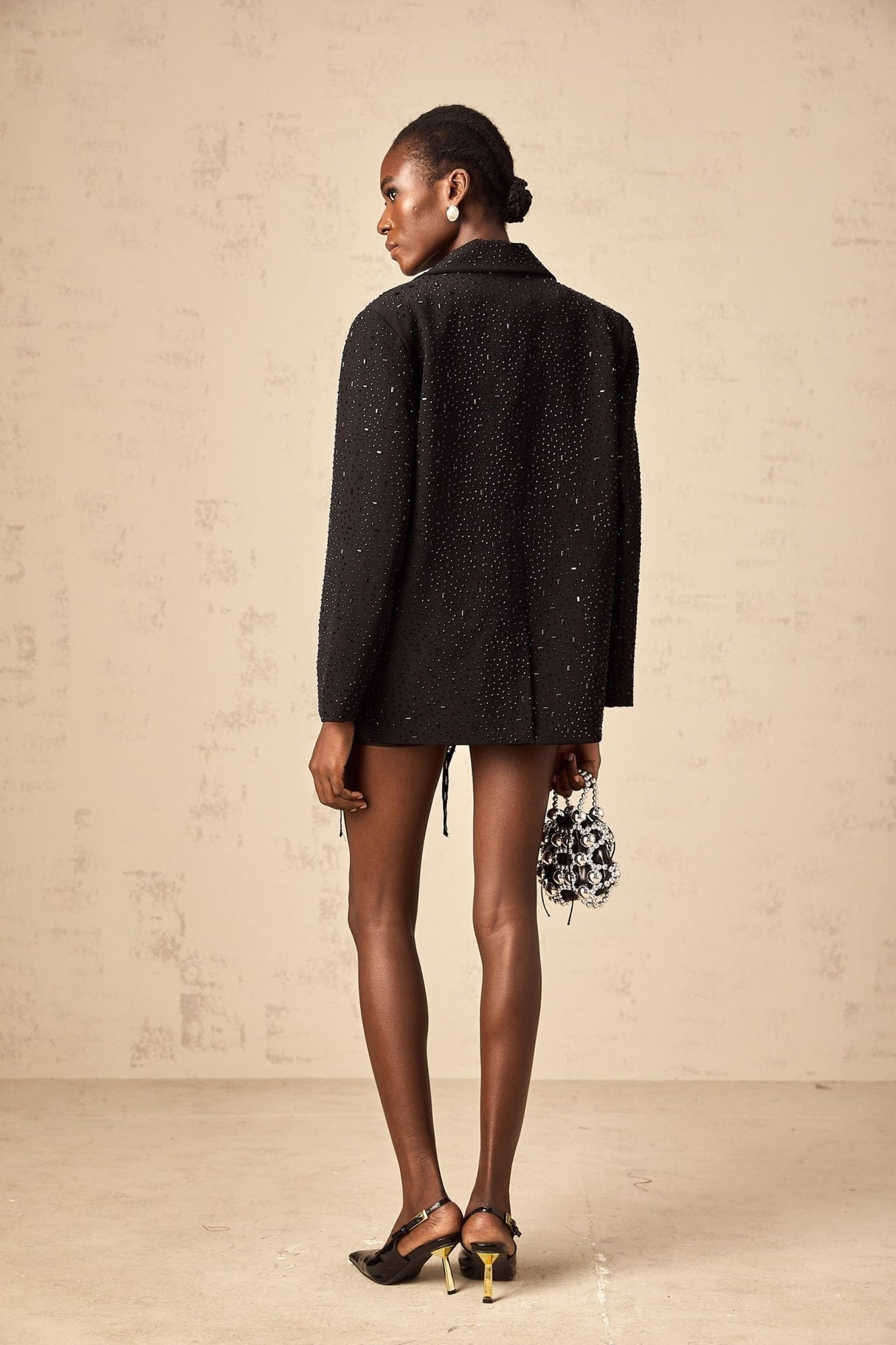 Ines Blazer - Notched Lapels - Long Sleeves - Stud Embellishment - Loose Fit