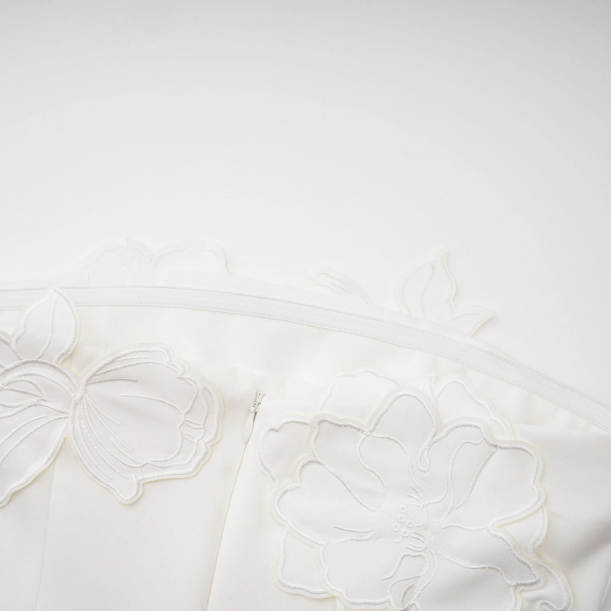 Inga Cream White Strapless Floral Embroidered Mini Dress