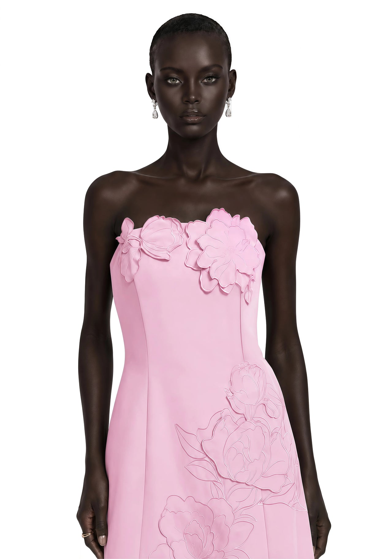 Inga Pink Strapless Floral Embroidered Mini Dress