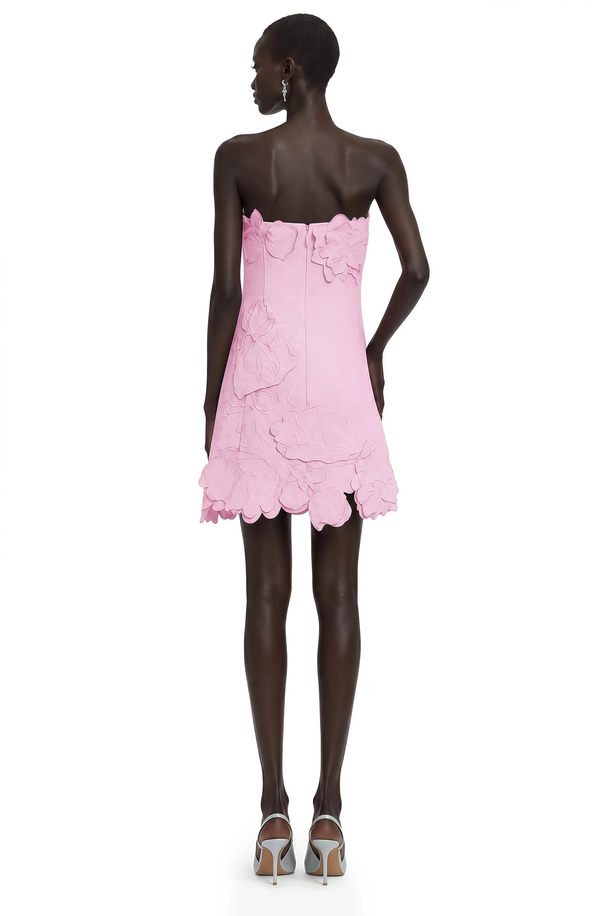 Inga Pink Strapless Floral Embroidered Mini Dress