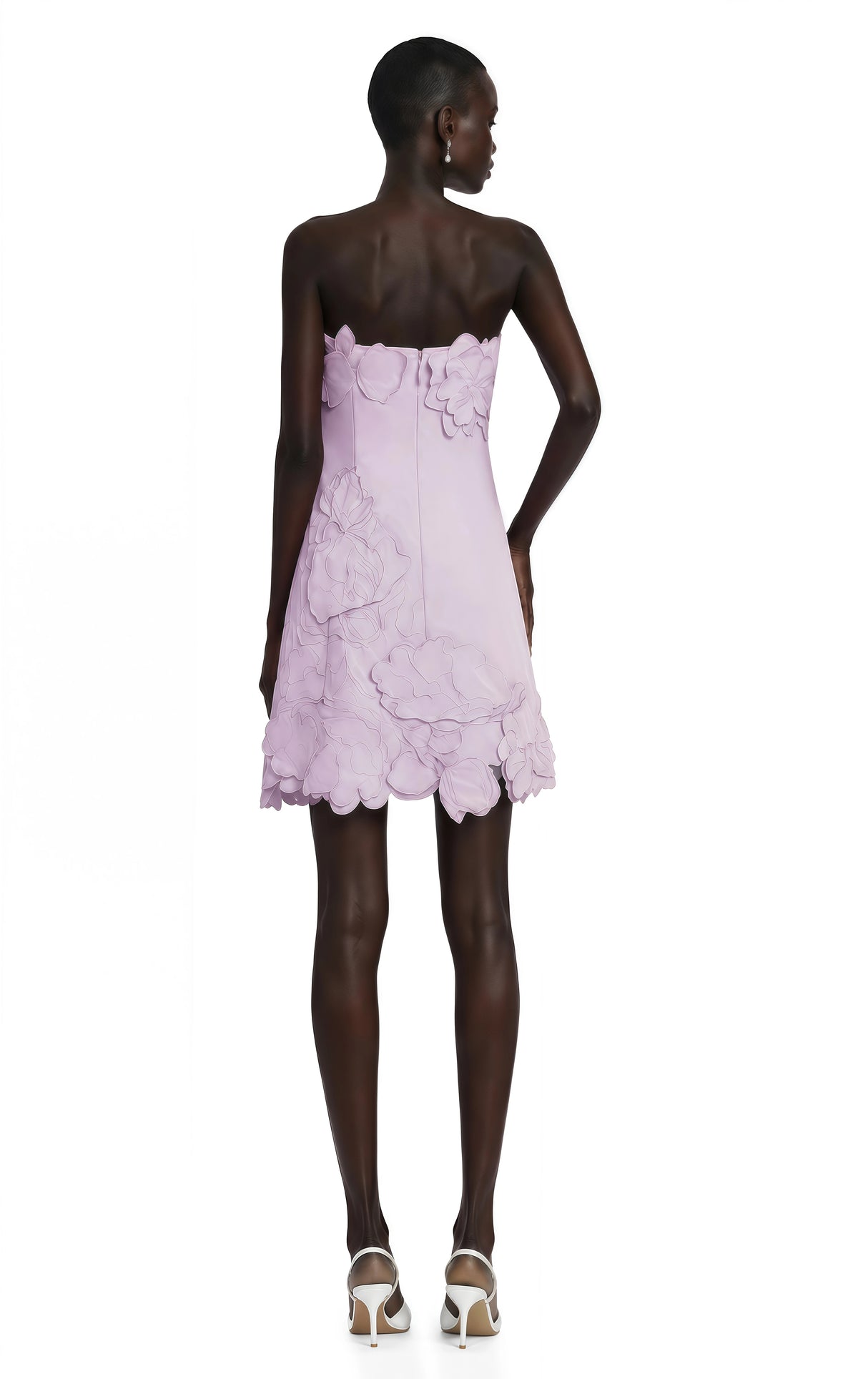 Inga Purple Strapless Floral Embroidered Mini Dress