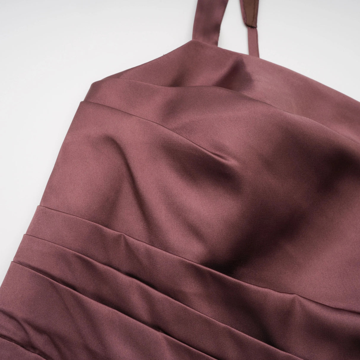 Inmaculada Brown Ruched Satin Maxi Dress Without Gloves