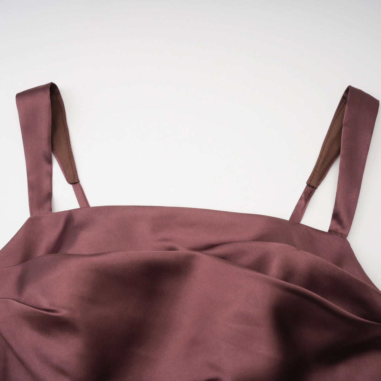 Inmaculada Brown Ruched Satin Maxi Dress Without Gloves