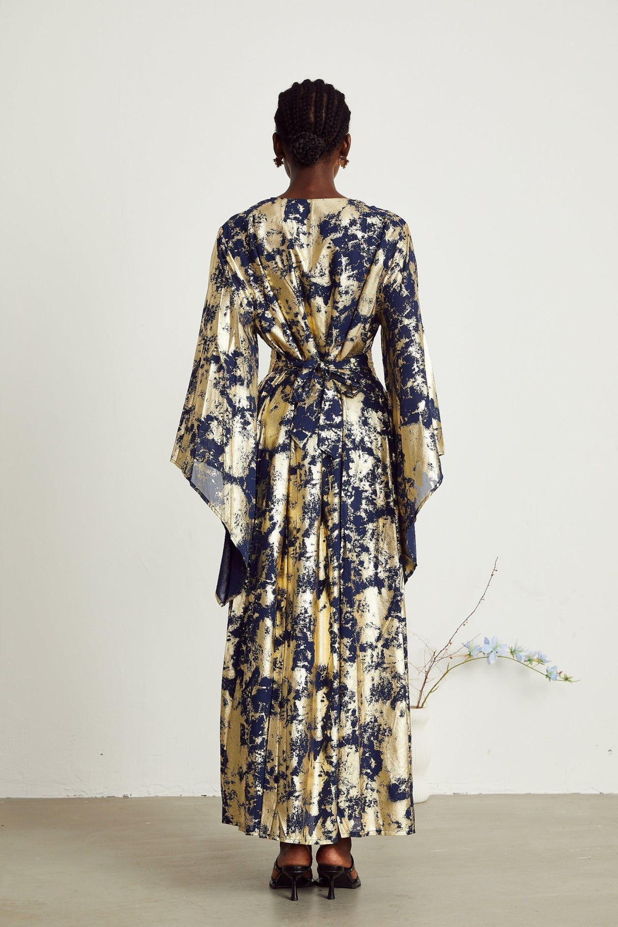 Iolanda Maxi Dress - Guipure Lace Detail - Wide Sleeves - Detachable Waist Tie - Braided Edge Trim