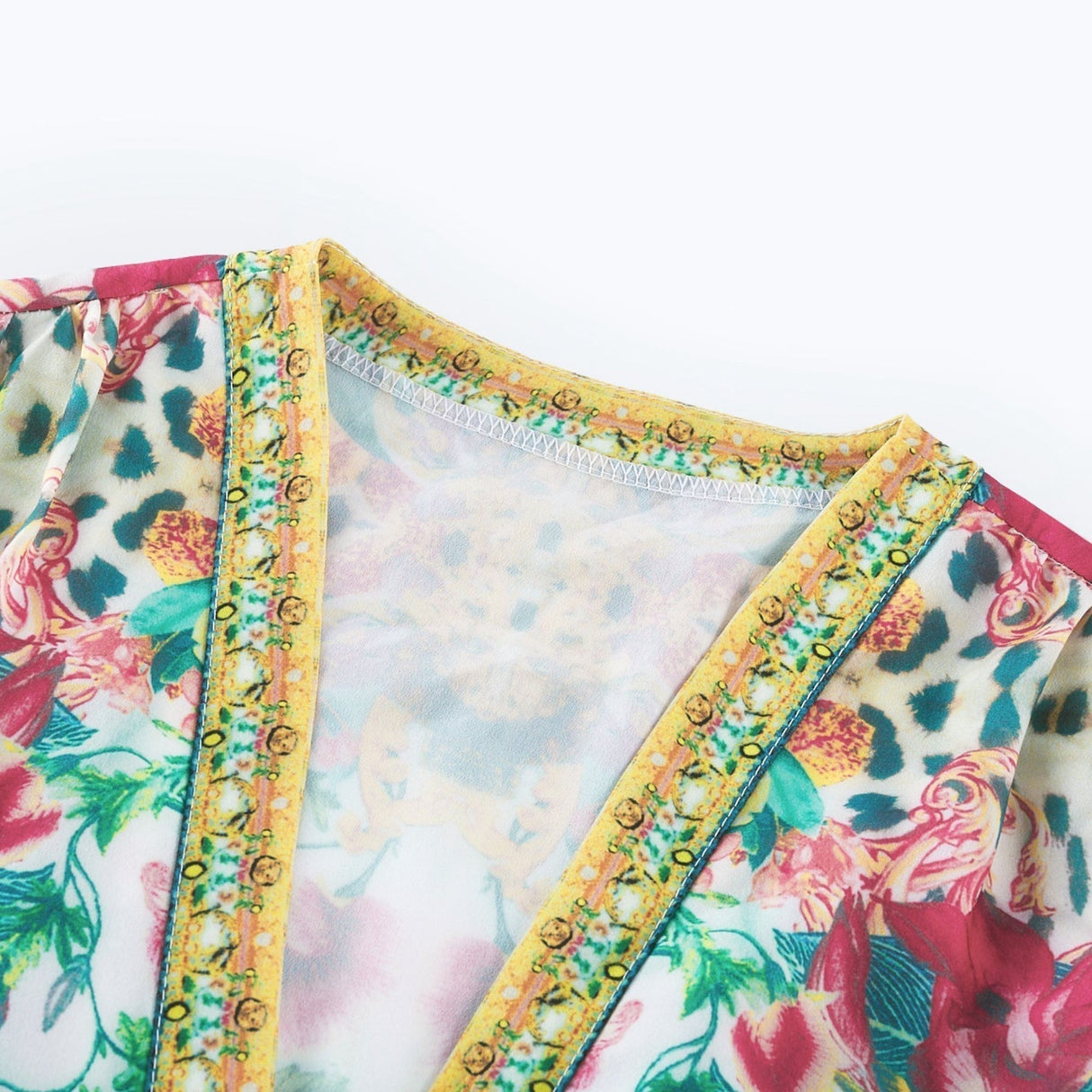 Iolanda Maxi Dress - Long Sleeved - Plunging V - neckline - Fitted Waistline - Front Button Fastening