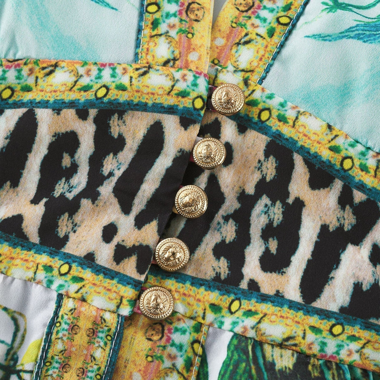 Iolanda Maxi Dress - Long Sleeved - Plunging V - neckline - Fitted Waistline - Front Button Fastening