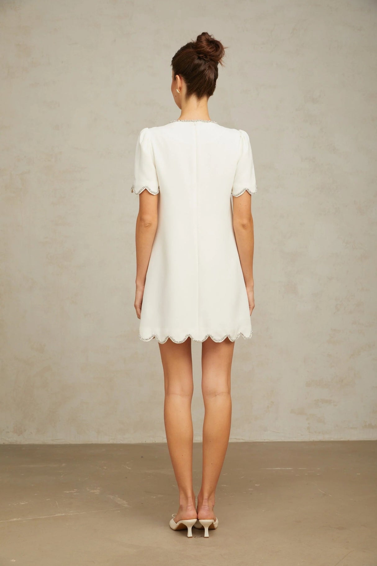 Ippolita Mini Dress White Crystal Scallop Hem