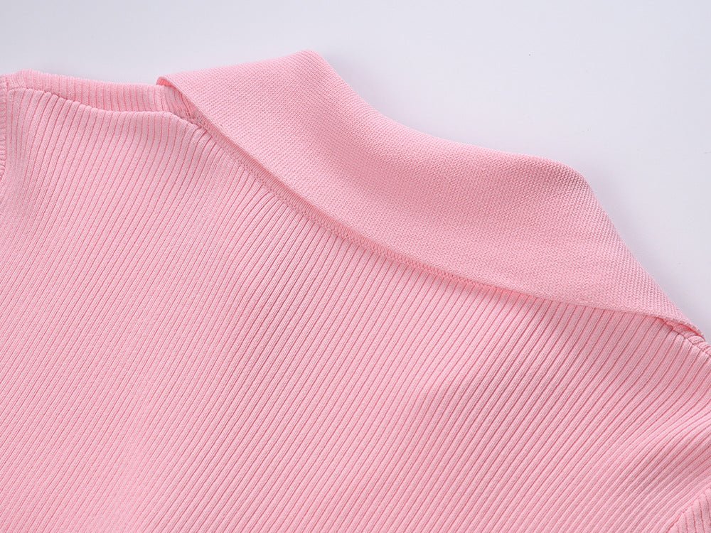 Irene Slim Fit Long Sleeve Top - Tie - Neck Detail - Button Front with Decorative Pockets