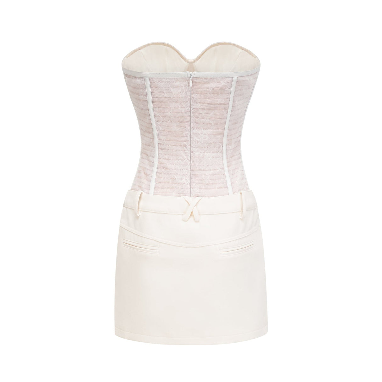 Isabella Mini Dress - Bustier Style - Mesh Detailing - Asymmetric Design - Rear Zip Fastening