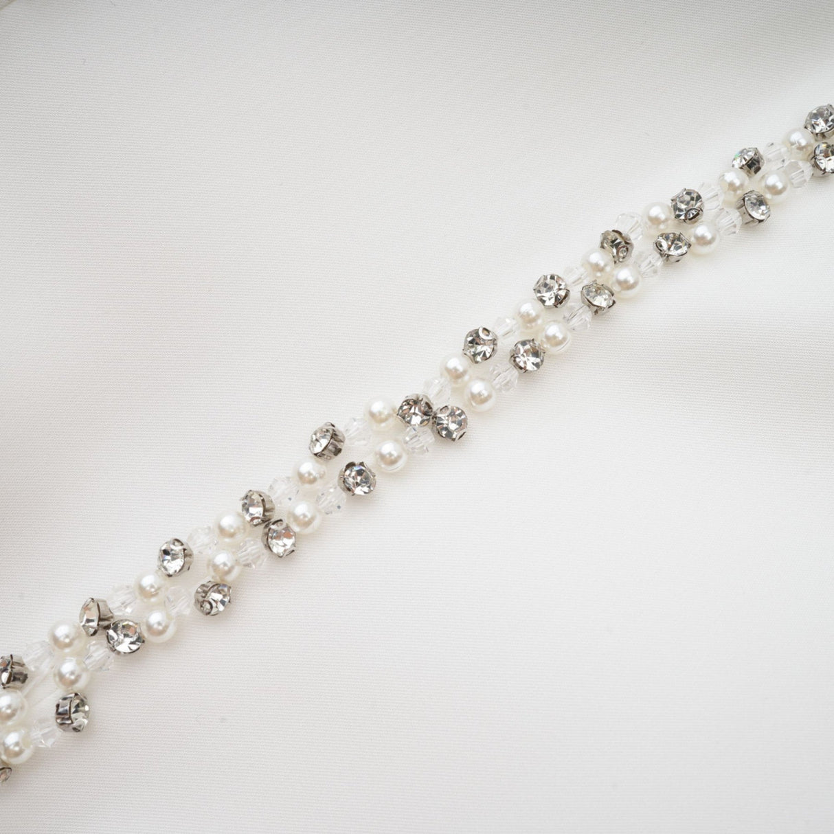 Iside Cropped Top Bell Sleeve Crystal Trim White