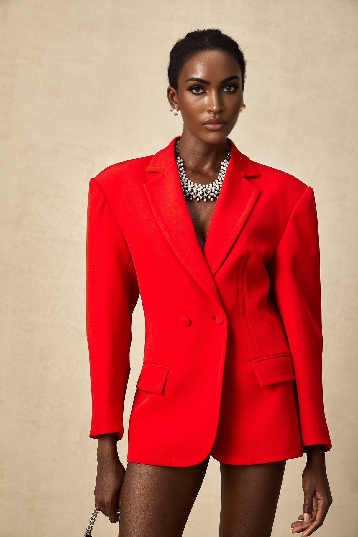 Isla Blazer - Wool Blend - Long Sleeves - Notched Lapels - Double Breasted Button Fastening