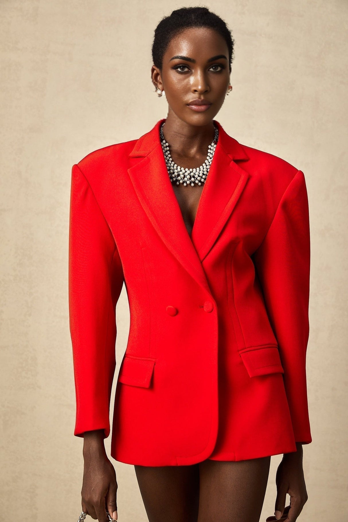 Isla Blazer - Wool Blend - Long Sleeves - Notched Lapels - Double Breasted Button Fastening