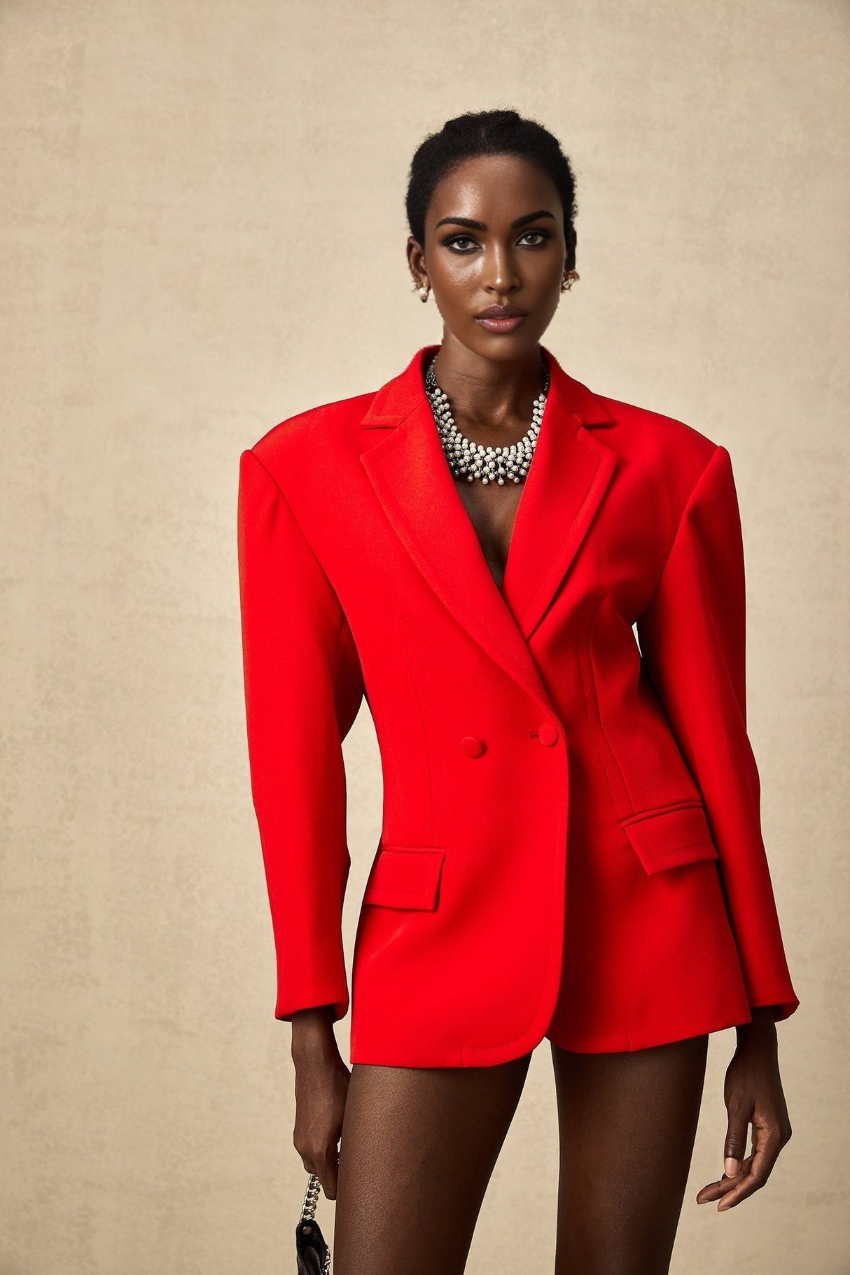 Isla Blazer - Wool Blend - Long Sleeves - Notched Lapels - Double Breasted Button Fastening