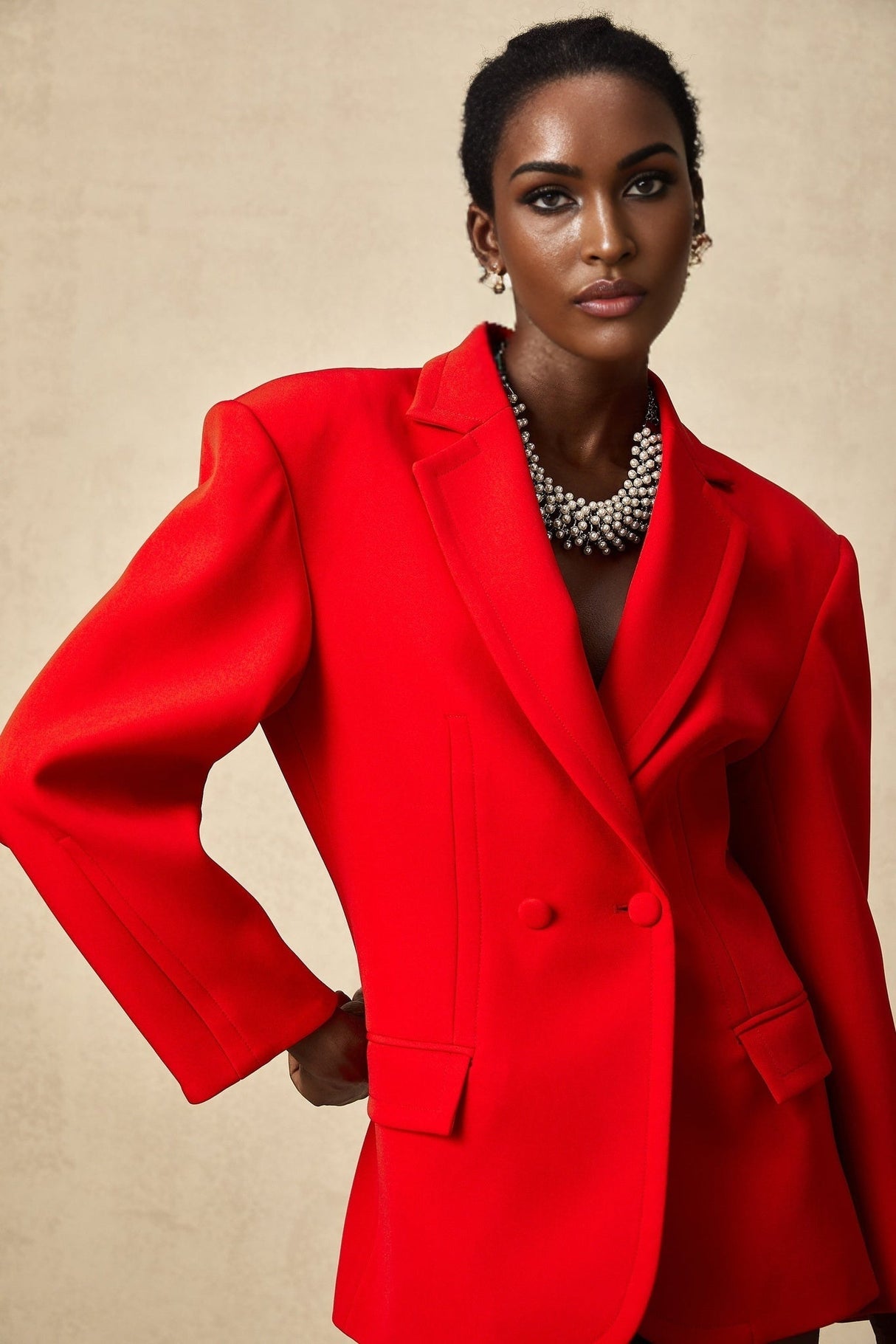 Isla Blazer - Wool Blend - Long Sleeves - Notched Lapels - Double Breasted Button Fastening