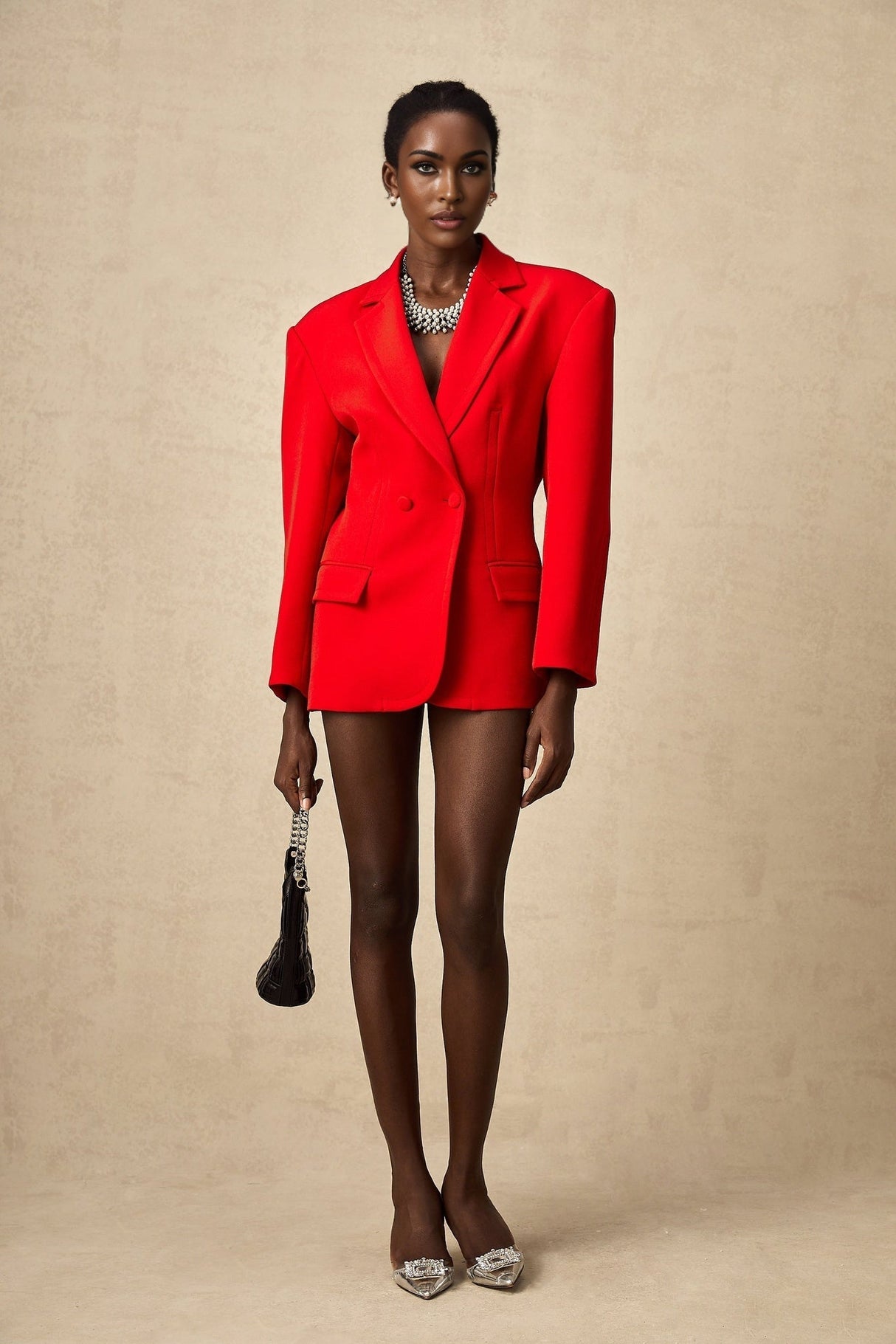 Isla Blazer - Wool Blend - Long Sleeves - Notched Lapels - Double Breasted Button Fastening