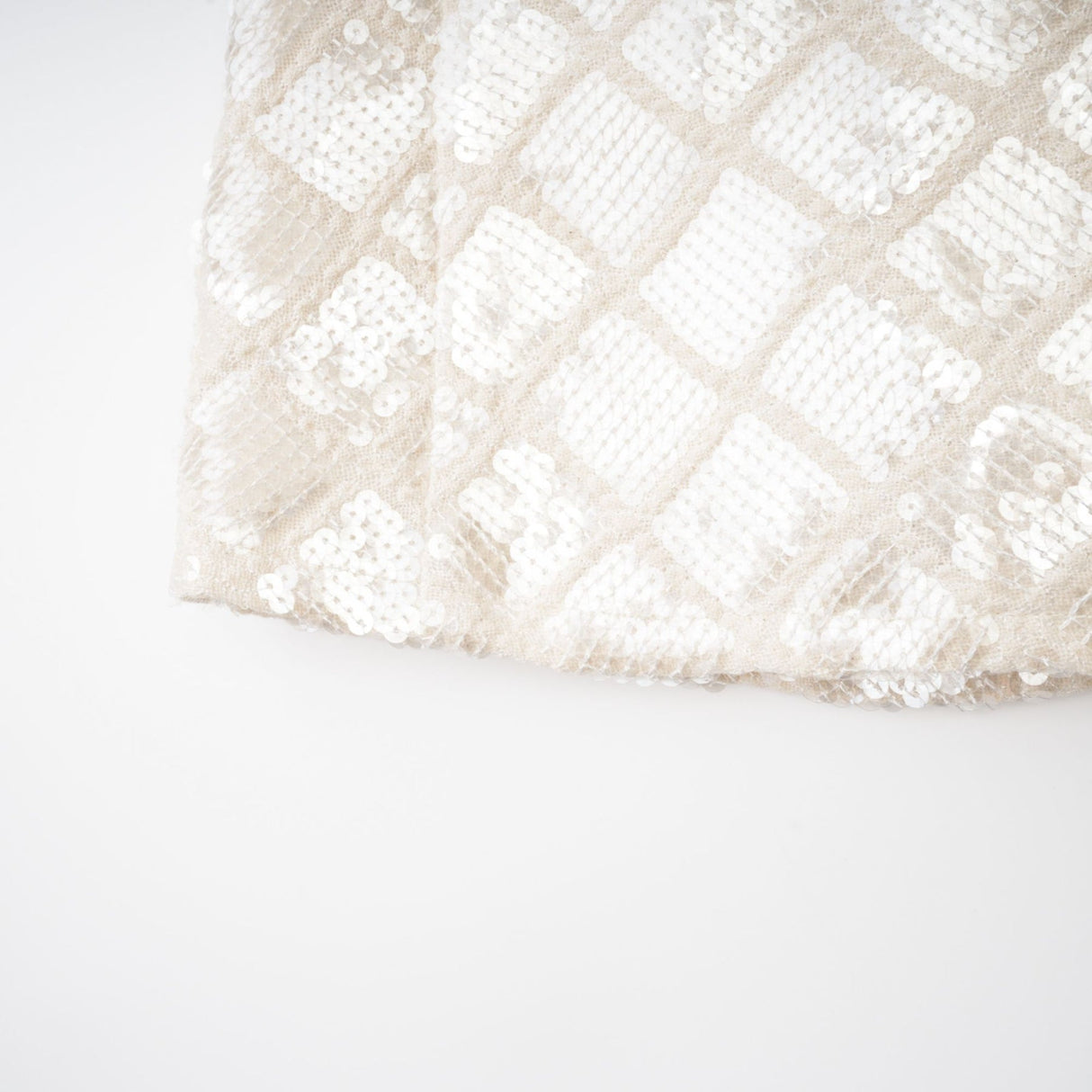 Isla White Sequin Lattice Mini Skirt