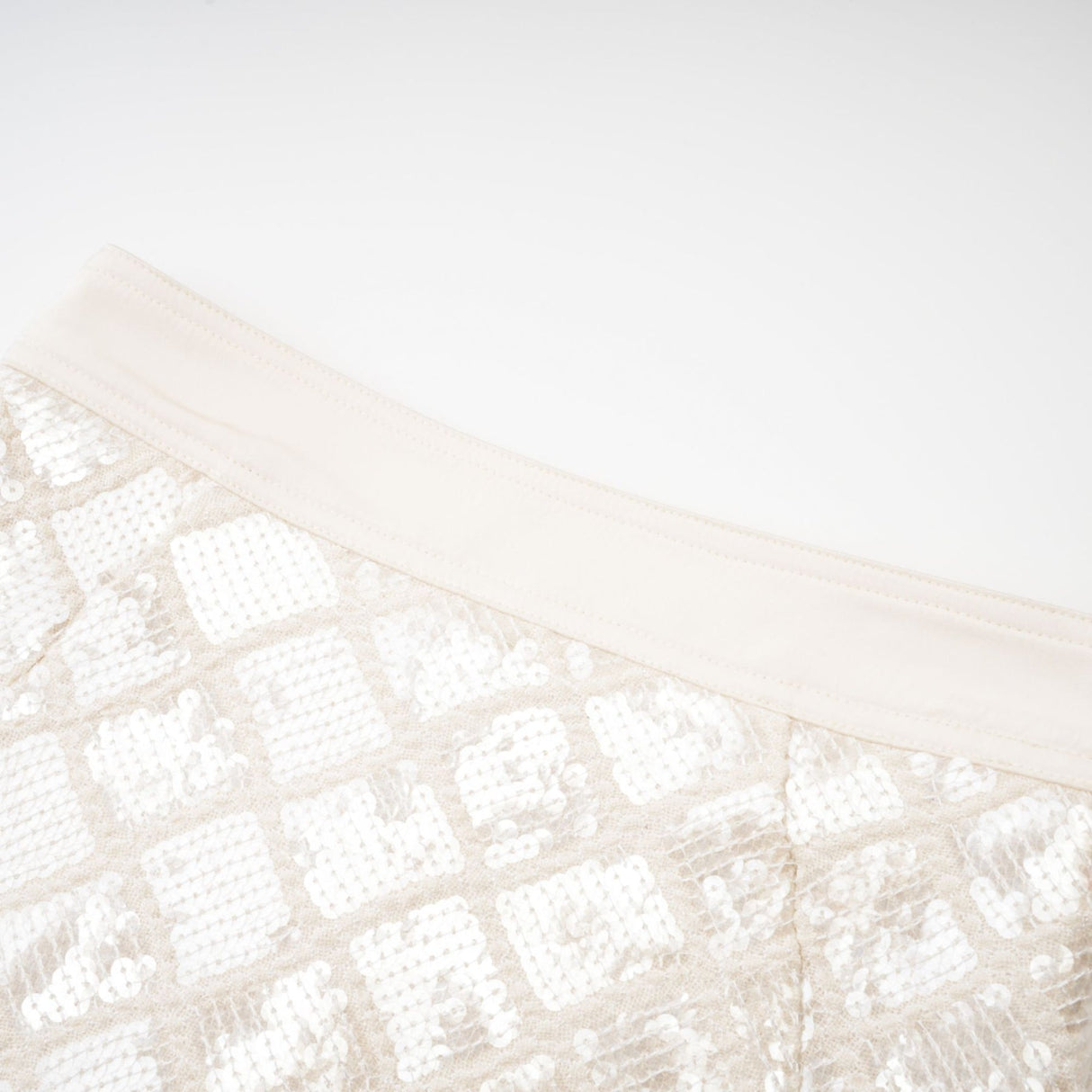 Isla White Sequin Lattice Mini Skirt