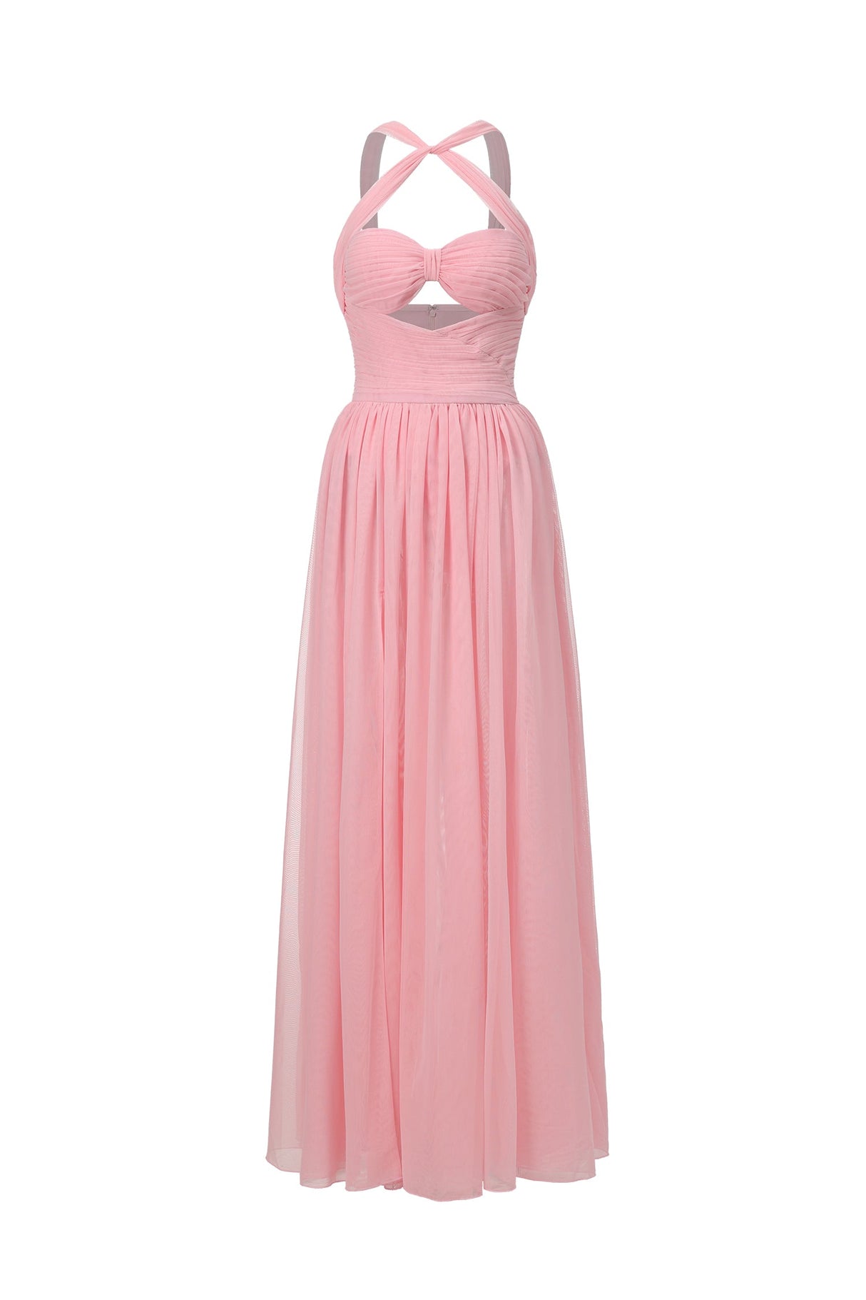 Ivana Pink Hollow Design Maxi Dress