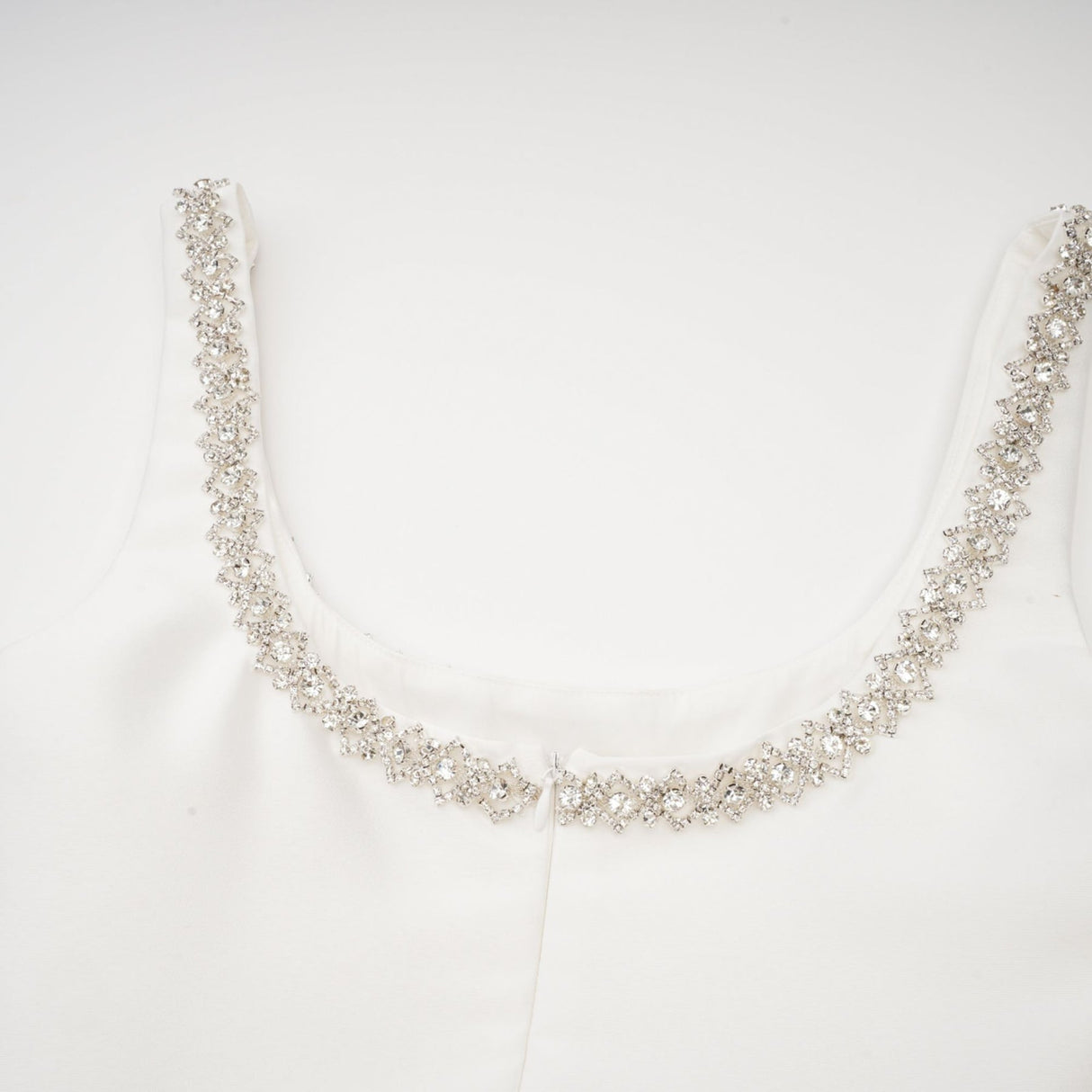 Ivanka Mini Dress Crystal Embellished Square Neck White