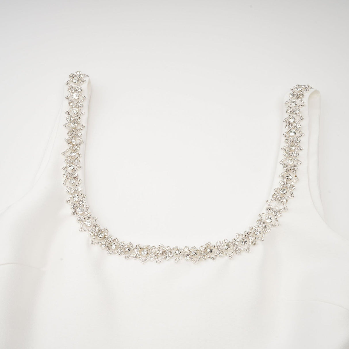 Ivanka Mini Dress Crystal Embellished Square Neck White