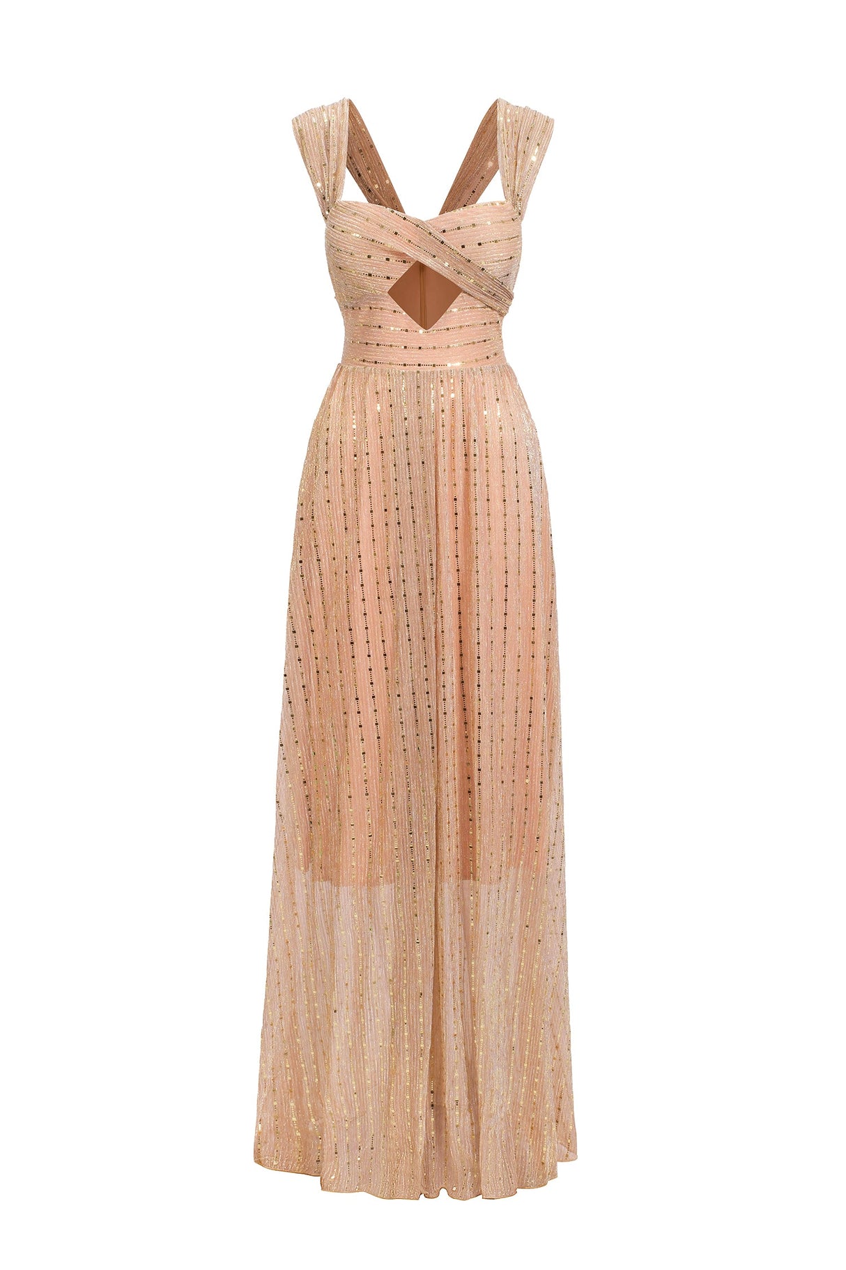 Ivanna Pink Glitter Off-Shoulder Maxi Dress
