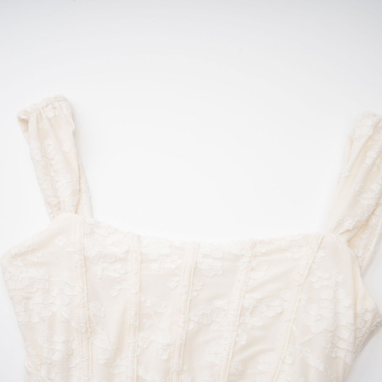 Ivory Jacquard Maxi Dress With Corset Detail