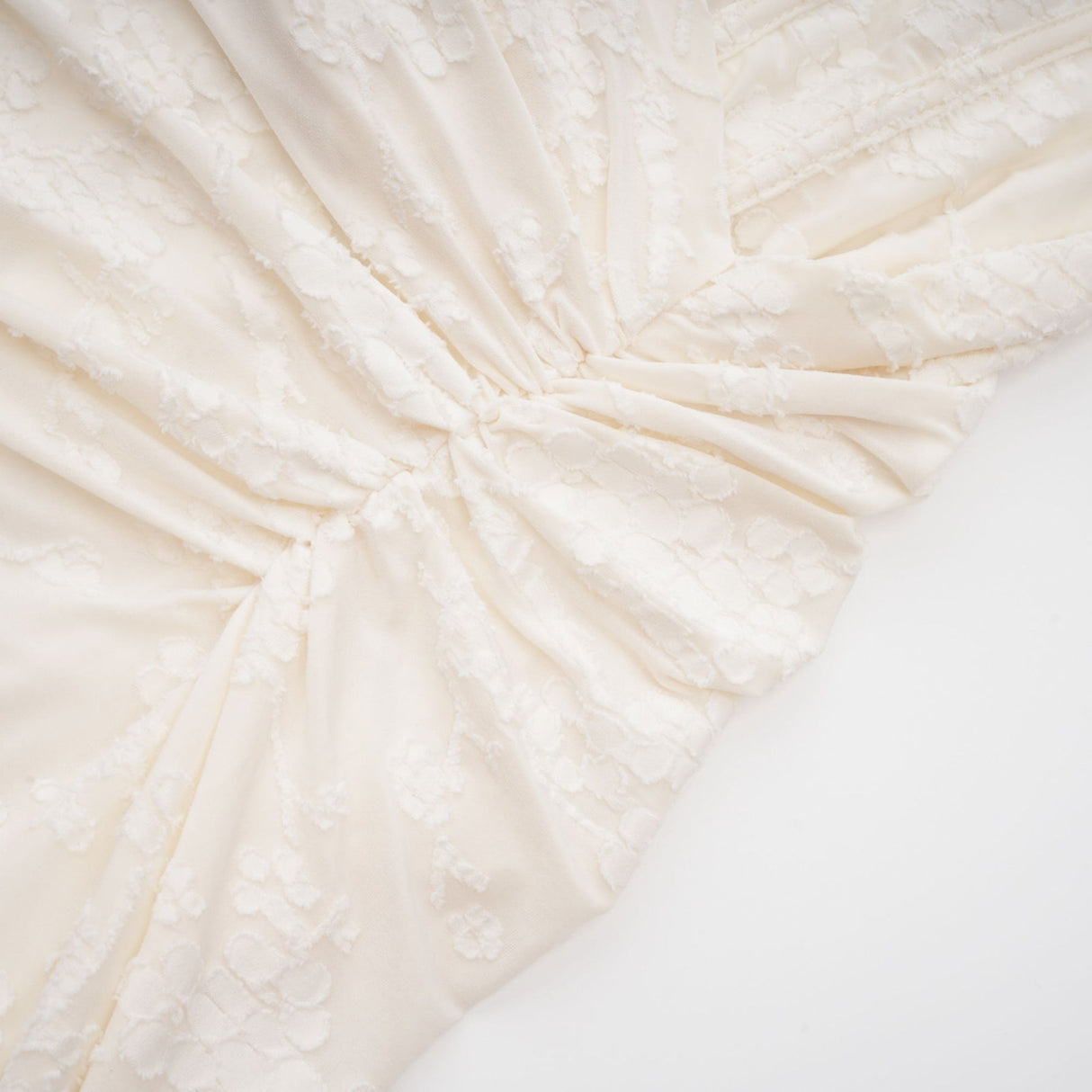 Ivory Maxi Dress - Spaghetti Straps - Square Neck - Corset Style - Gathered Detailing - Jacquard Fabric