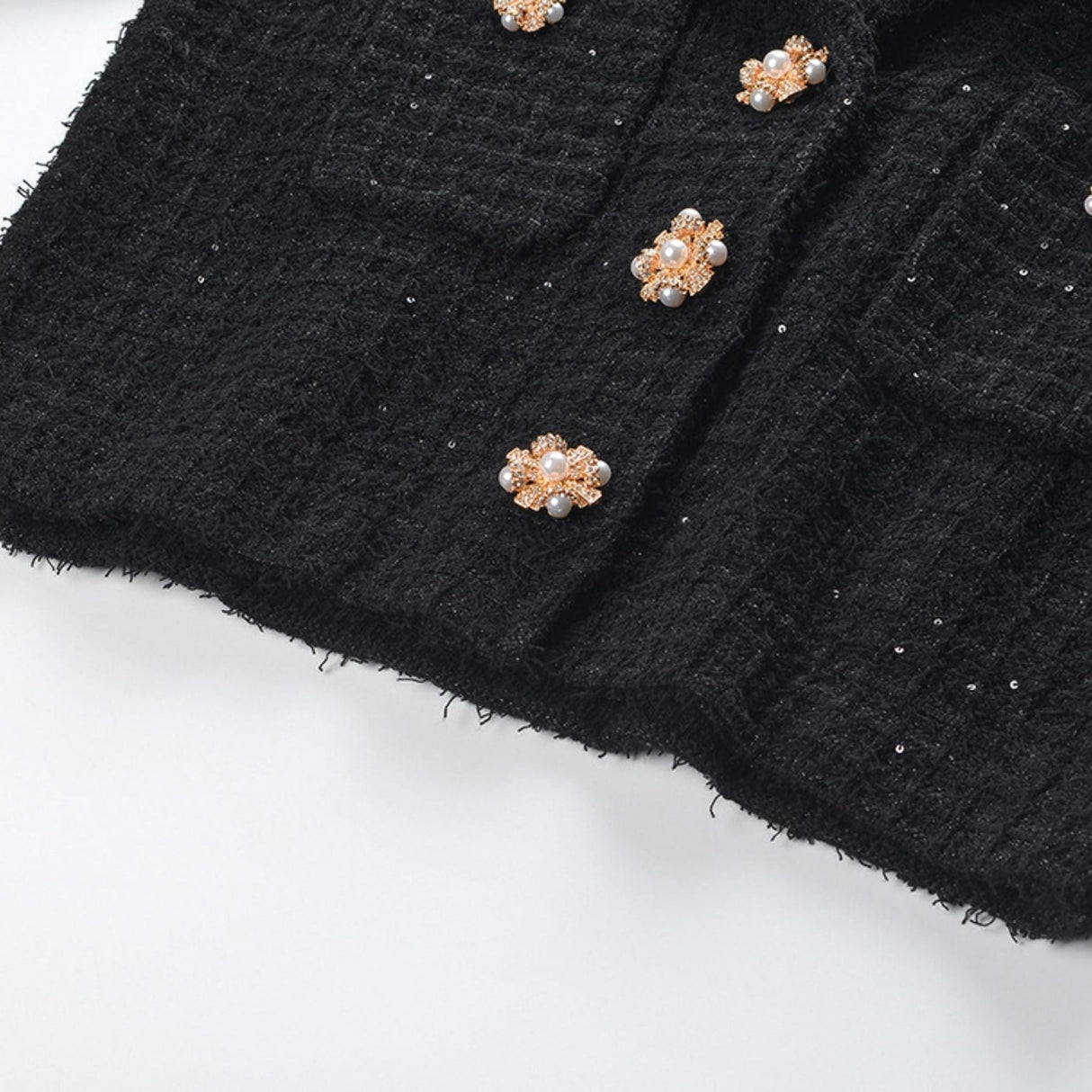 Ivy Jacket & Skirt Black Waffle Knit Matching Set