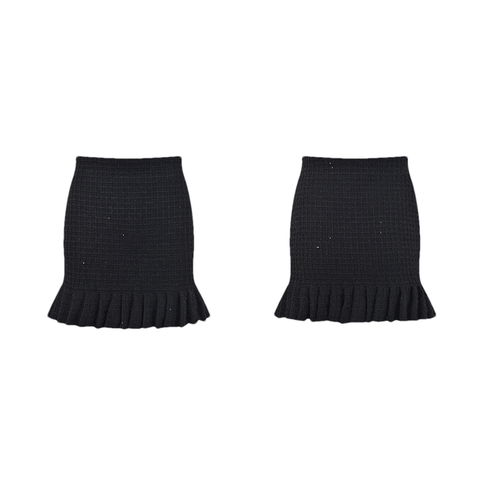 Ivy Jacket & Skirt Black Waffle Knit Matching Set