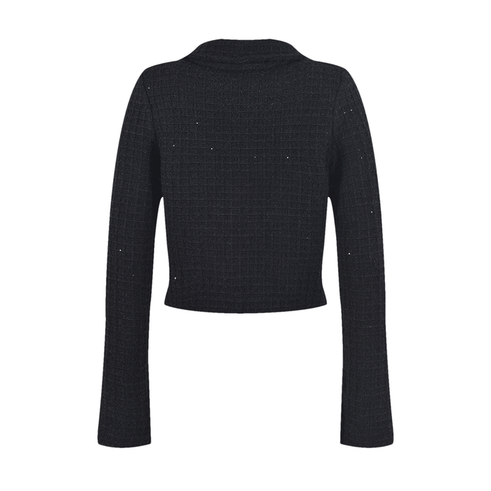 Ivy Jacket & Skirt Black Waffle Knit Matching Set